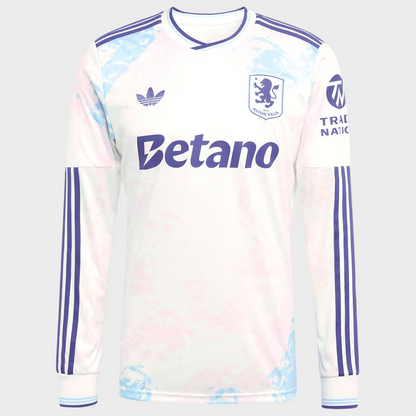 Camisa Aston Villa III Manga Longa 25/26 Adidas Torcedor Masculina - Branca