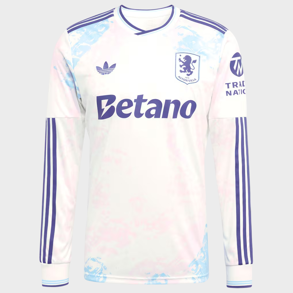 Camisa Aston Villa III Manga Longa 25/26 Adidas Torcedor Masculina - Branca