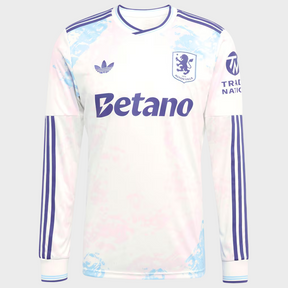 Camisa Aston Villa III Manga Longa 25/26 Adidas Torcedor Masculina - Branca