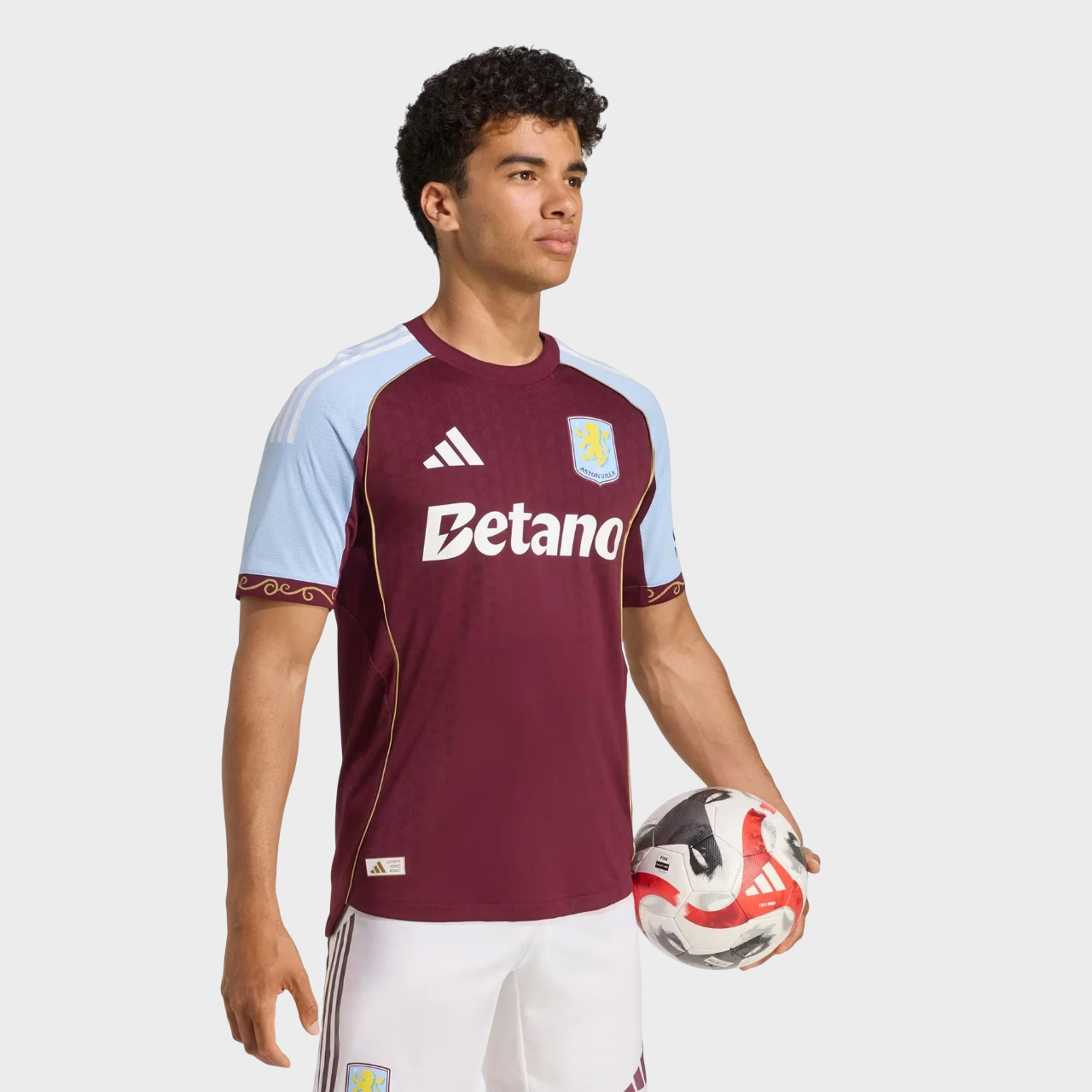 Camisa Aston Villa I 25/26 Adidas Torcedor Masculina - Vinho e Azul