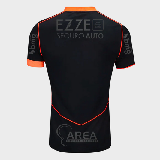 Camisa Corinthians III 25/26 - Torcedor - Preta e Laranja + Patrocínios