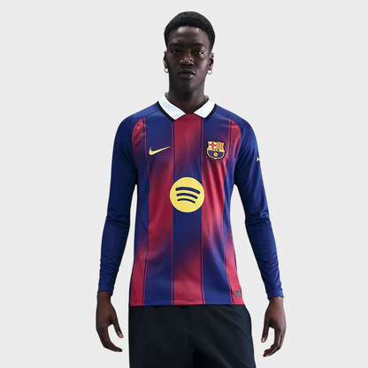Camisa Barcelona I Manga Longa 25/26 - Torcedor - Azul e Grená