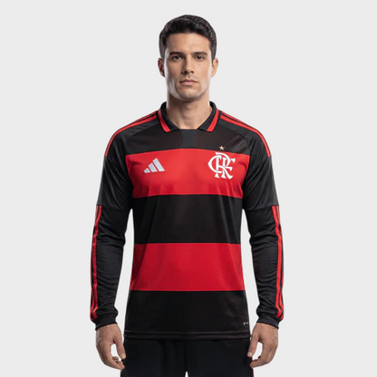 Camisa Flamengo I Manga Longa 26/27 - Vermelha e Preta