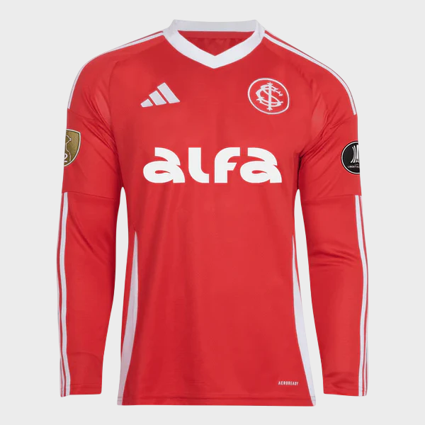 Camisa Internacional I Manga Longa 25/26 - Vermelha + Patrocínios