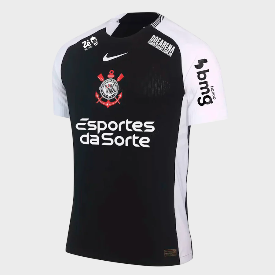 Camisa Corinthians II 25/26 - Jogador - Preta + Patrocínios