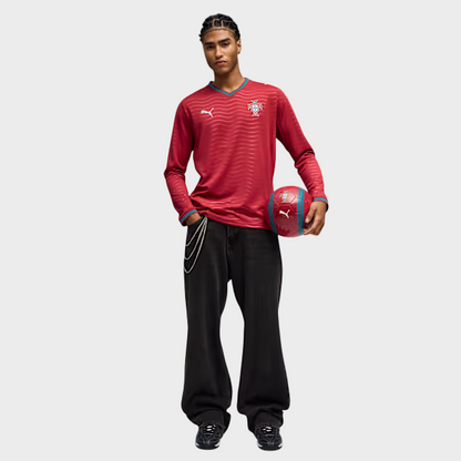 Camisa Portugal I Manga Longa 26/27 - Torcedor Puma Masculina - Vermelha