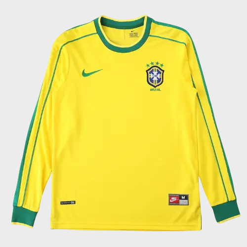 Camisa Seleção Brasileira I Manga Longa 1998 - Retrô - Amarela