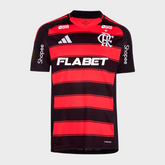 Camisa Flamengo I 25/26 + Patrocínios - Vermelha e Preta