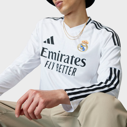 Camisa Real Madrid I Manga Longa 24/25 Torcedor Adidas - Branca