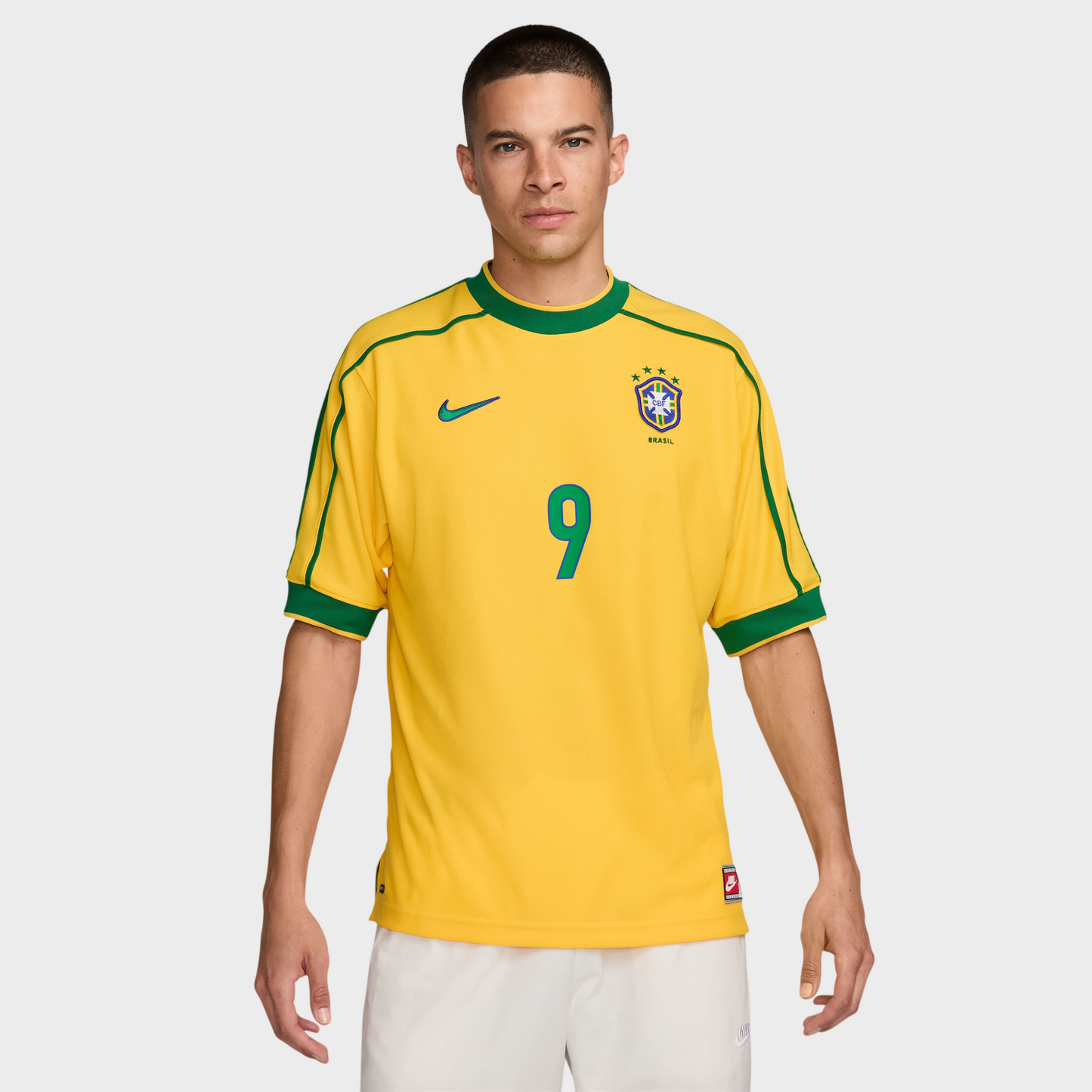 Camisa Seleção Brasileira I 1998 Reedição RONALDO 9 - Retrô - Amarela