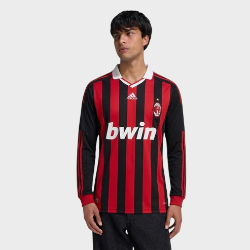 Camisa Milan I 2009/2010 Manga Longa - Retrô - Preto e Vermelho