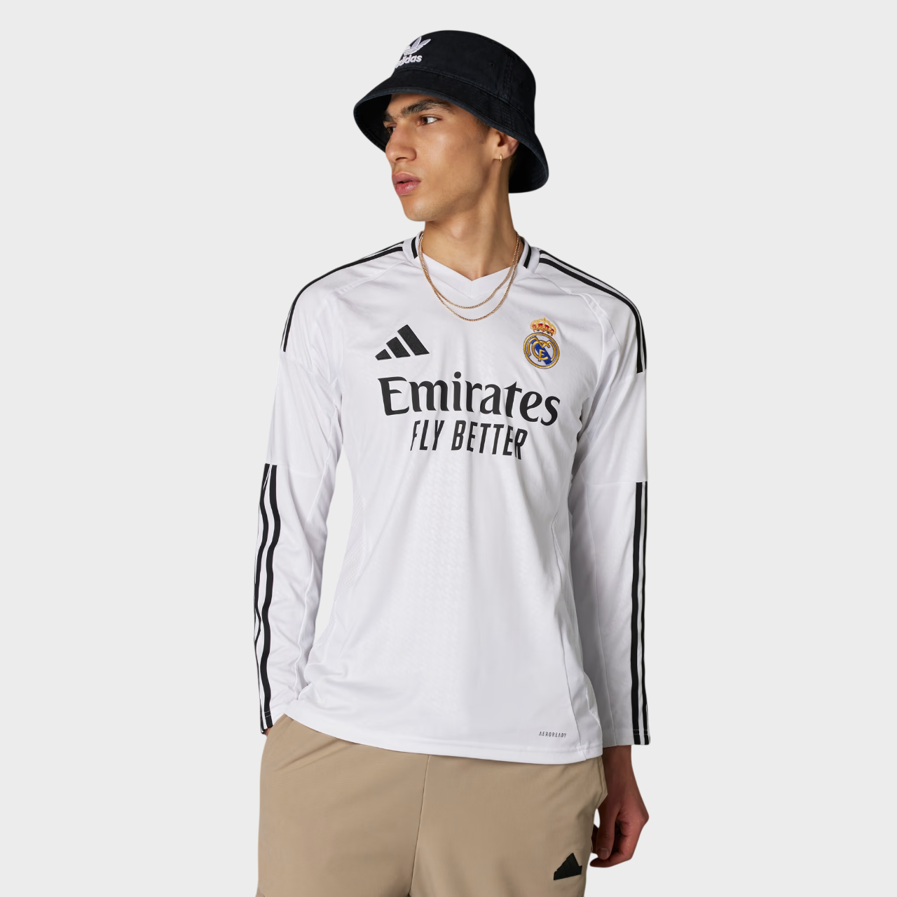 Camisa Real Madrid I Manga Longa 24/25 Torcedor Adidas - Branca