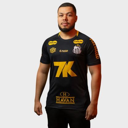 Camisa Santos Treino Jogador 25/26 - Preta + Patrocínios