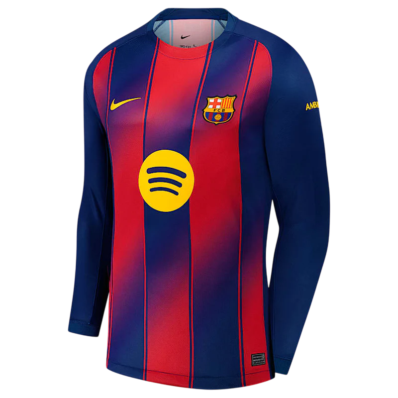 Camisa Barcelona I Manga Longa 25/26 - Torcedor - Azul e Grená
