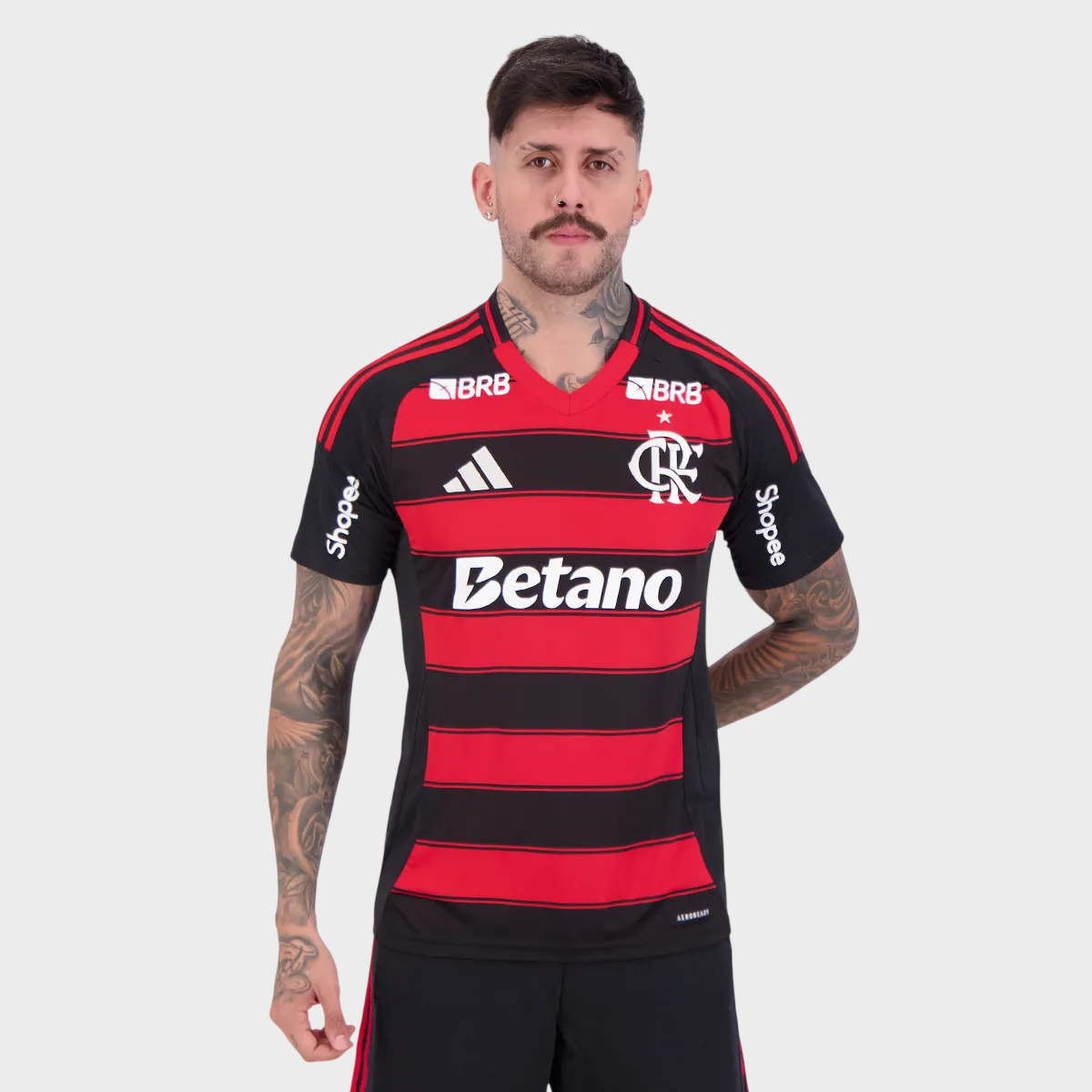 Camisa Flamengo I 25/26 - Torcedor + Patrocínios - Vermelha e Preta