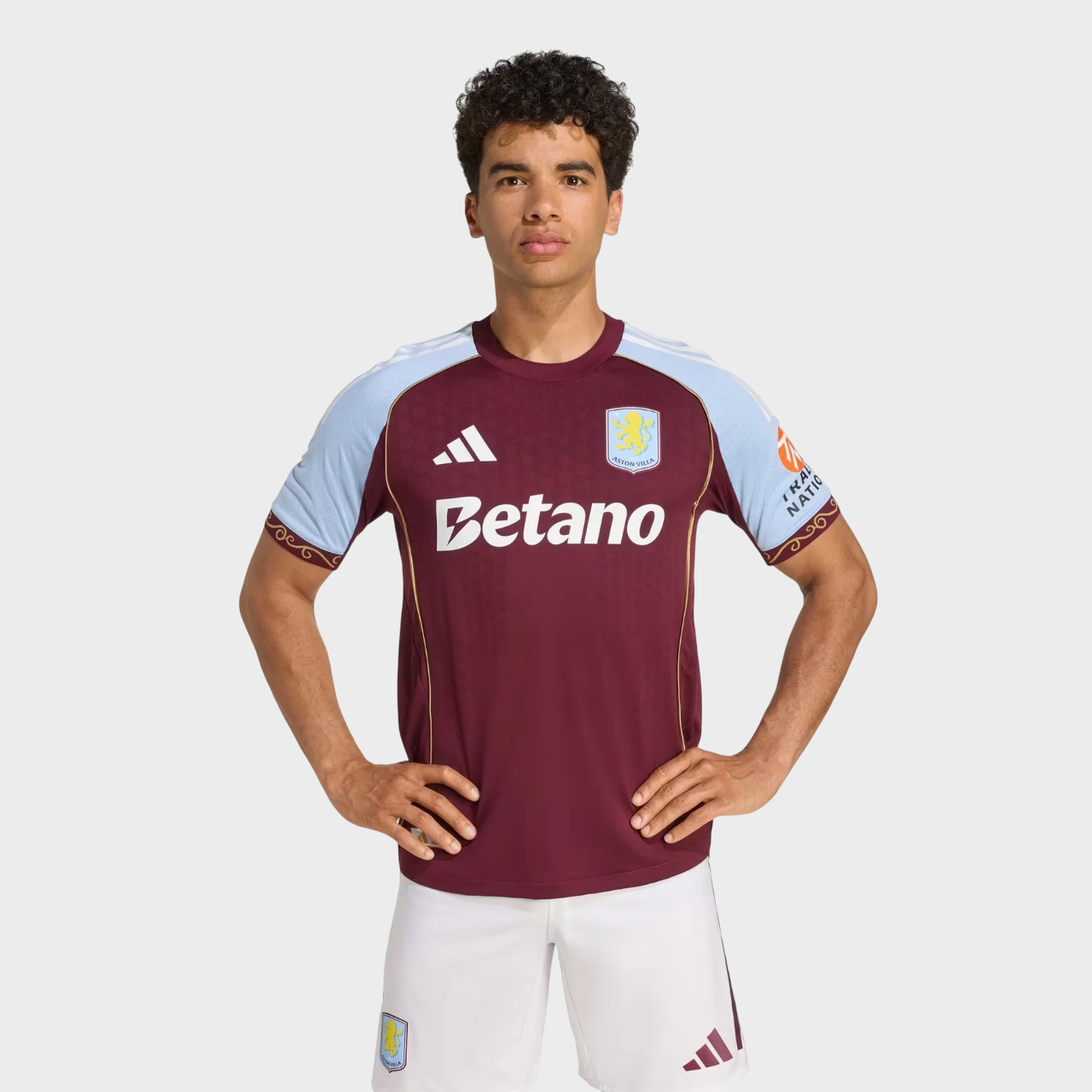 Camisa Aston Villa I 25/26 Adidas Torcedor Masculina - Vinho e Azul
