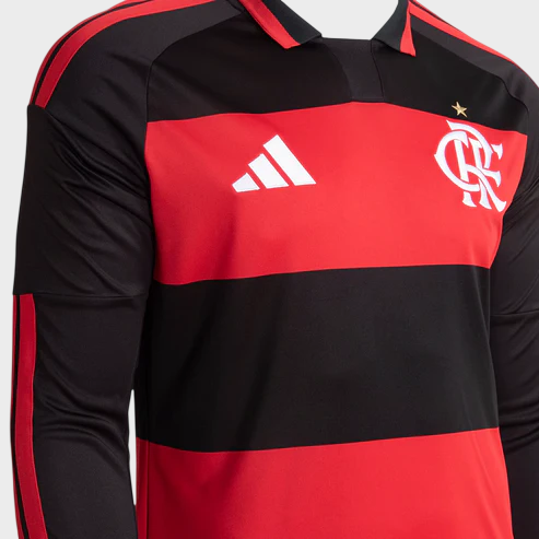 Camisa Flamengo I Manga Longa 26/27 - Vermelha e Preta
