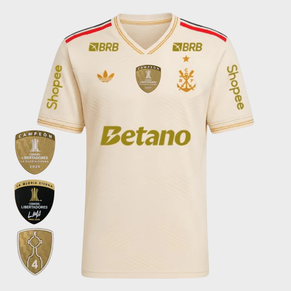 Camisa Flamengo III 25/26 - Torcedor + Patrocínios - Dourada