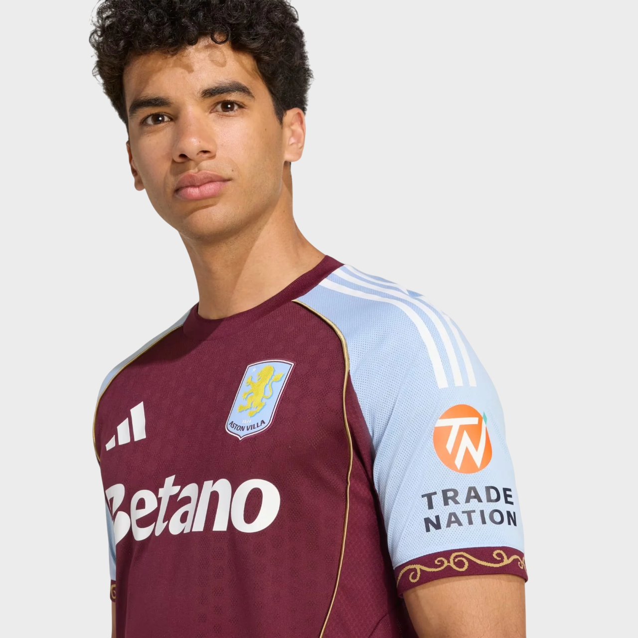 Camisa Aston Villa I 25/26 Adidas Torcedor Masculina - Vinho e Azul