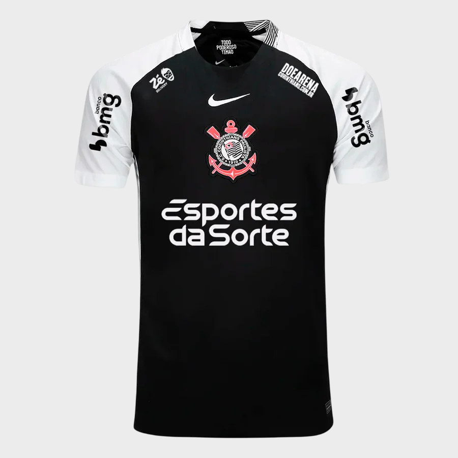 Camisa Corinthians II 25/26 - Torcedor - Preta + Patrocínios