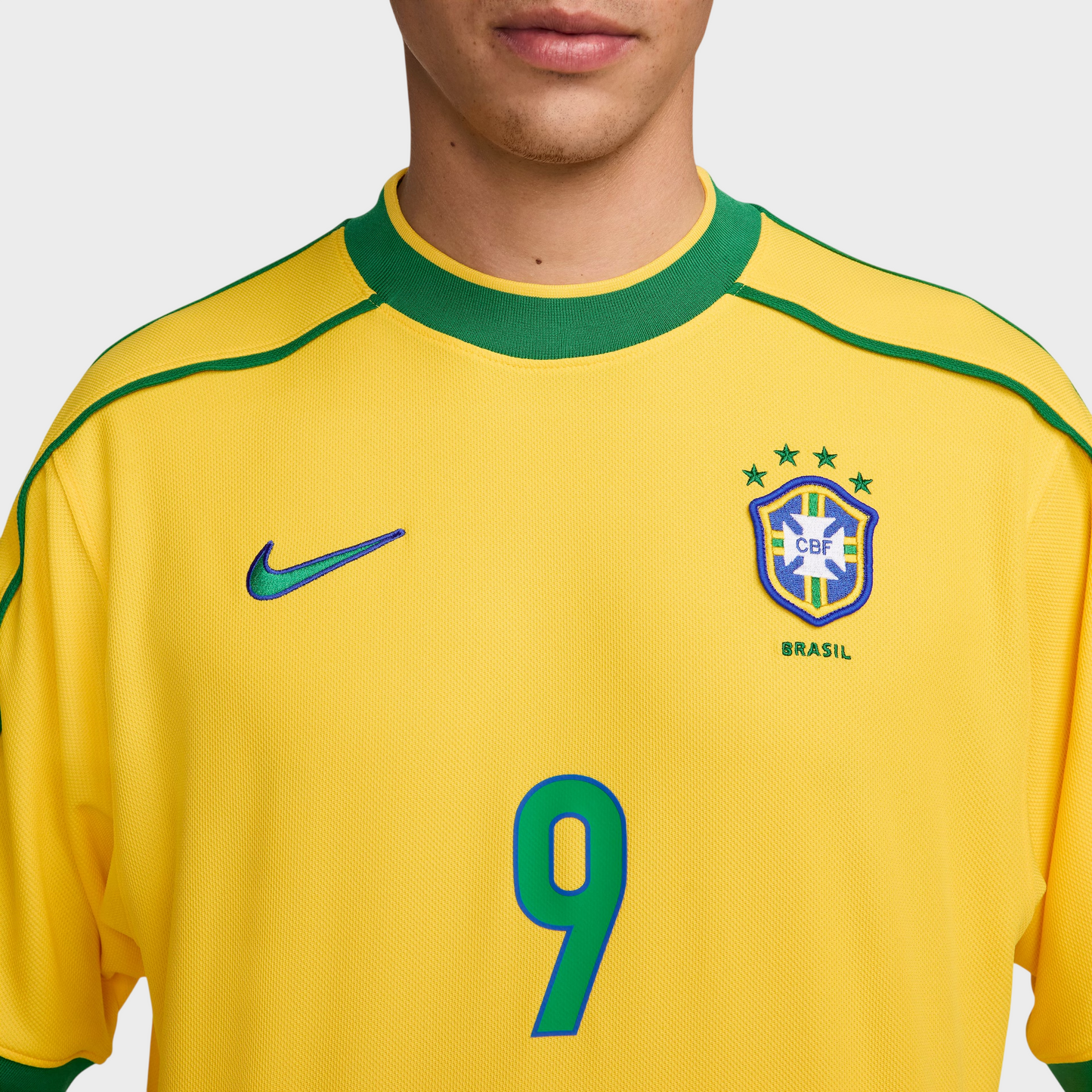 Camisa Seleção Brasileira I 1998 Reedição RONALDO 9 - Retrô - Amarela