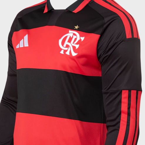 Camisa Flamengo I Manga Longa 26/27 - Vermelha e Preta