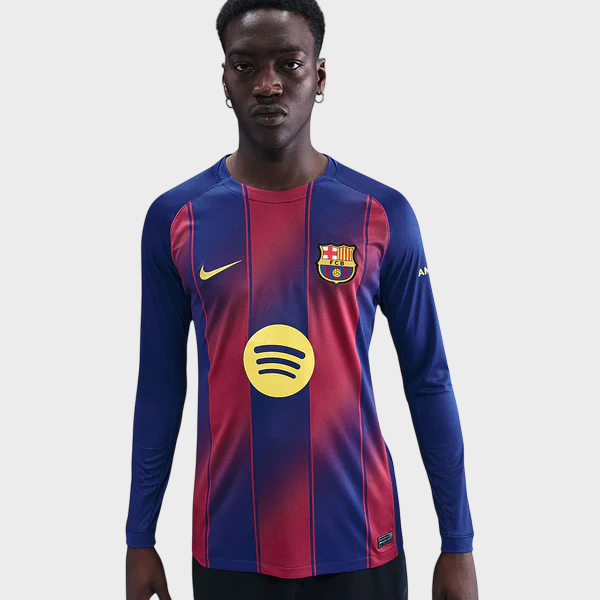 Camisa Barcelona I Manga Longa 25/26 - Torcedor - Azul e Grená