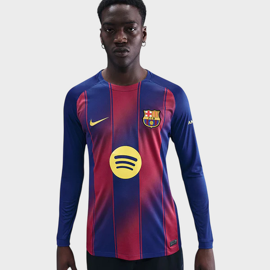 Camisa Barcelona I Manga Longa 25/26 - Torcedor - Azul e Grená