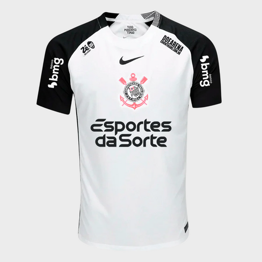 Camisa Corinthians I 25/26 - Torcedor - Branca + Patrocínios