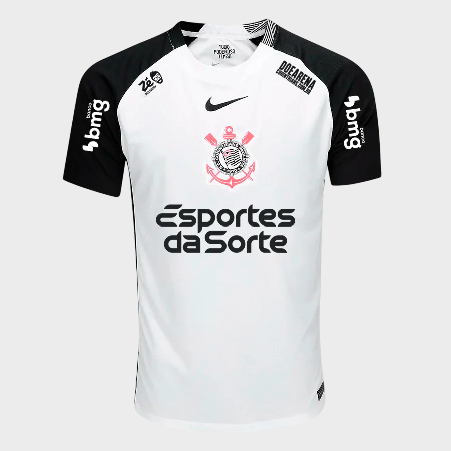 Camisa Corinthians I 25/26 - Torcedor - Branca + Patrocínios