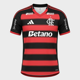 Camisa Flamengo I 25/26 - Torcedor + Patrocínios - Vermelha e Preta