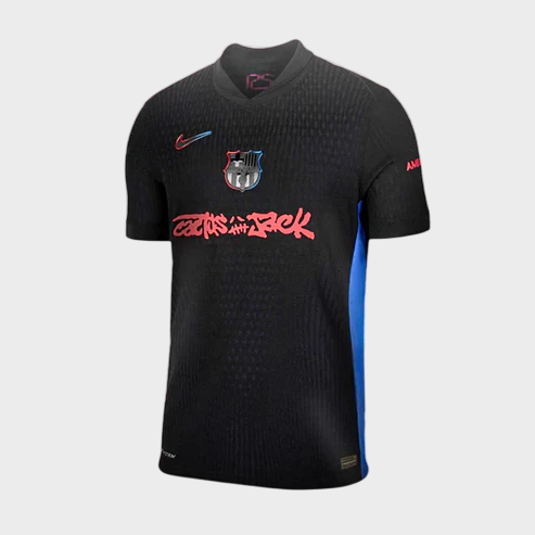 Camisa Barcelona Away x Travis Scott 24/25 - Torcedor Masculino - Preta