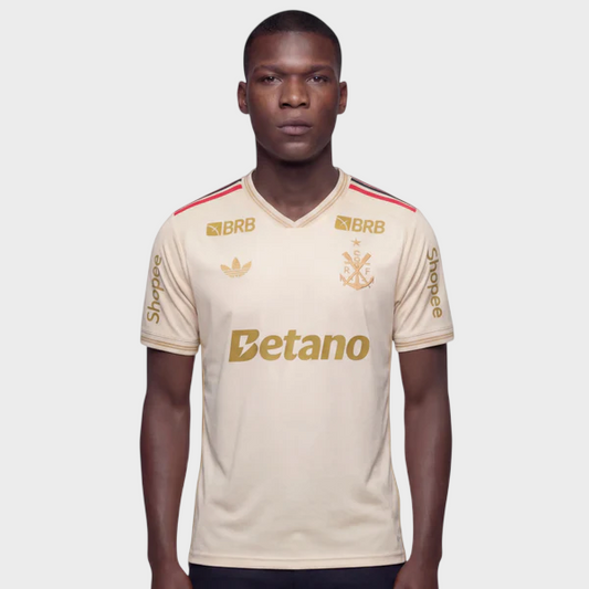 Camisa Flamengo III 25/26 - Torcedor + Patrocínios - Dourada