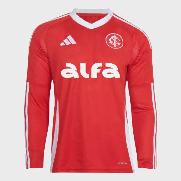 Camisa Internacional I Manga Longa 25/26 - Vermelha + Patrocínios