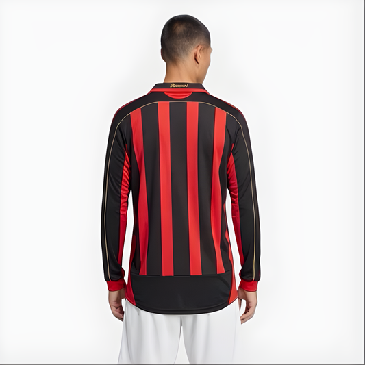 Camisa Milan I 2006/2007 Manga Longa - Retrô - Preto e Vermelho