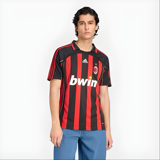Camisa Milan I 2006/2007 Adidas Torcedor - Vermelha e Preto - Retrô