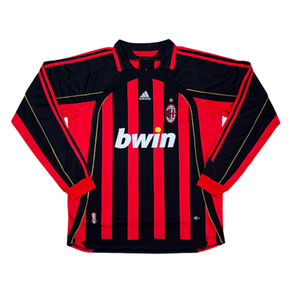 Camisa Milan I 2006/2007 Manga Longa - Retrô - Preto e Vermelho